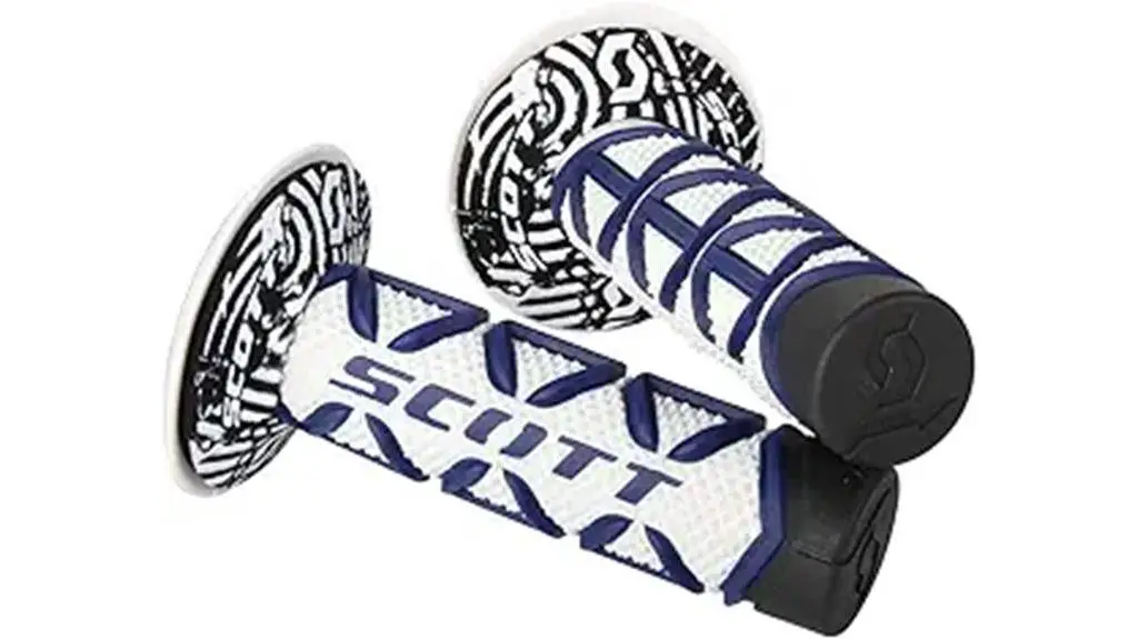 blue white motorcycle grips