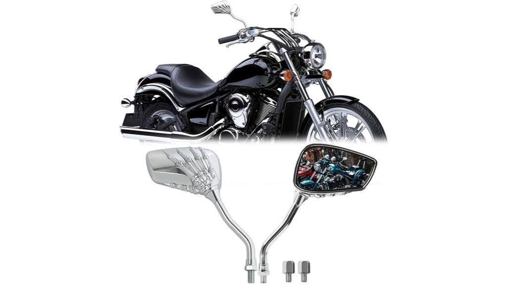 chrome skull motorcycle mirrors