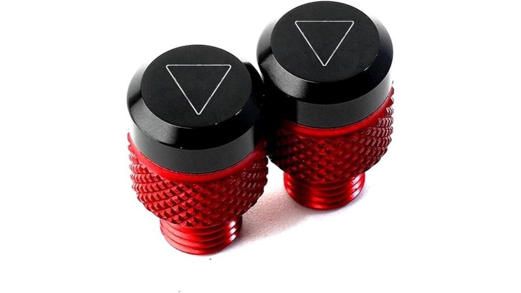 red motorcycle mirror plugs