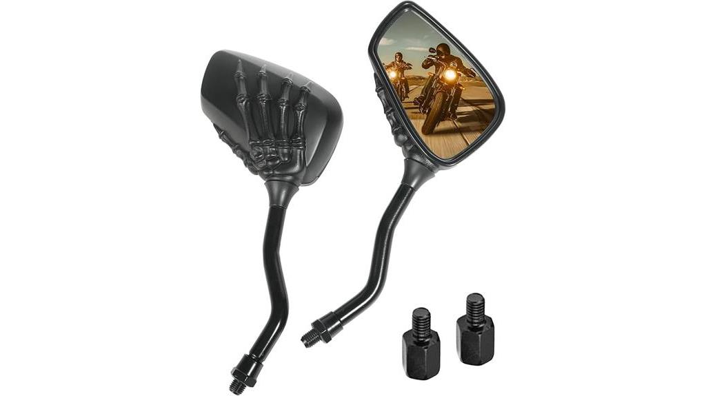 skull hand motorcycle mirrors